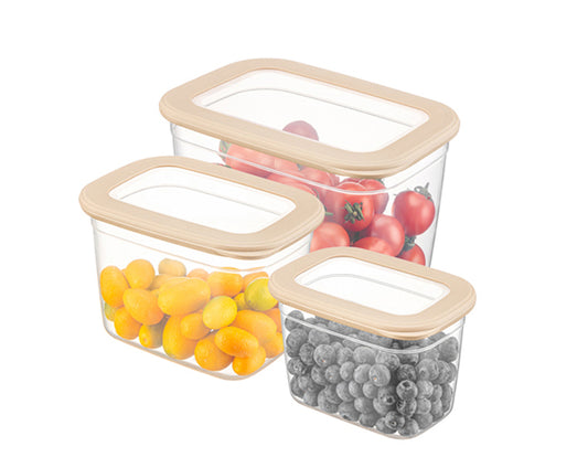 TOSCA Set 3 recipiente alimentare dreptunghiulare-Bej