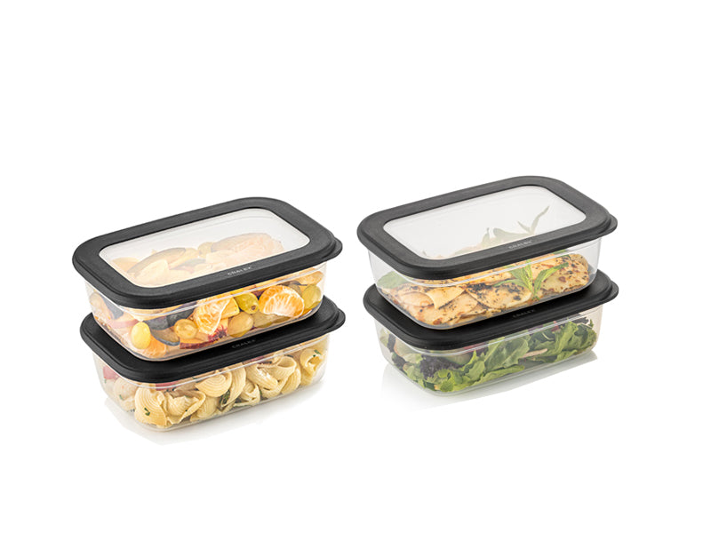 TOSCA Set 4 recipiente alimentare dreptunghiulare-Antracit