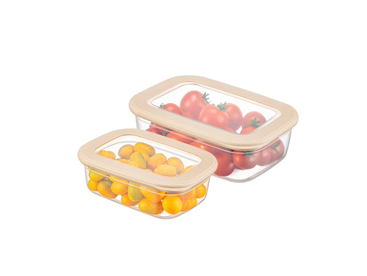 TOSCA Set 2 recipiente alimentare dreptunghiulare-Bej