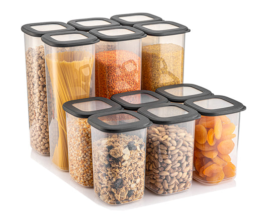 TOSCA Set 12 recipiente alimentare patrat-Antracit